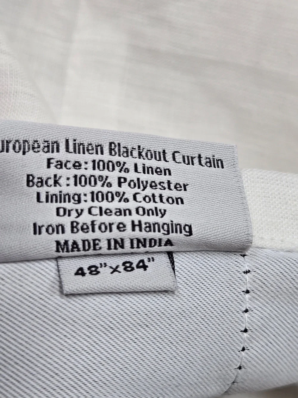 NWT QUINCE Set Of 2 48x84 European Linen True Blackout Curtains White 9366